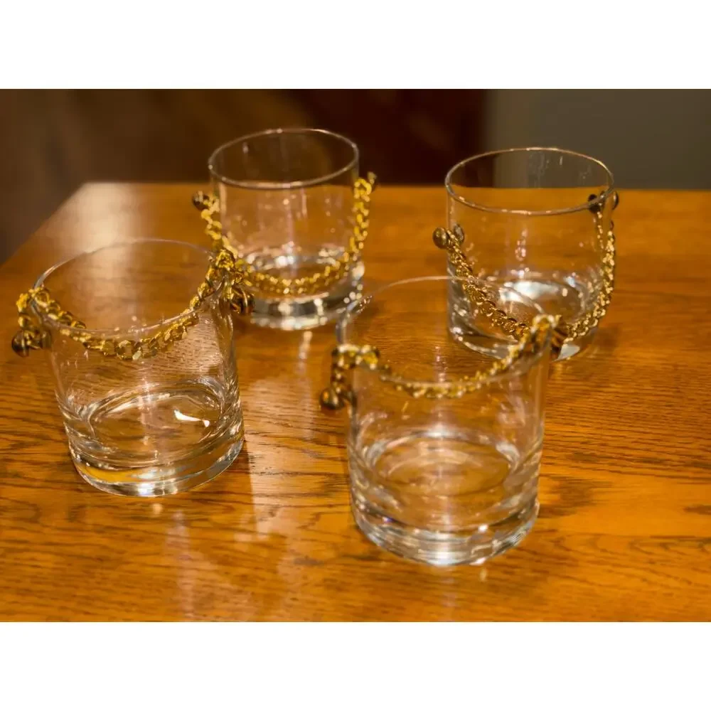 Vintage Set of 4 Booze Bucket 3” Lowball Glasses